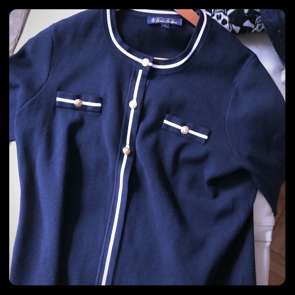 Brooks Brothers navy Blue sweater w/ Gold Buttons